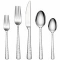 Besteckset 5-teilig Edelstahl Silber mit gehämmerten Griffen für Tischgedeck