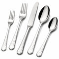 Besteckset 5-teilig aus Edelstahl Silber mit strukturierter Griffoberfläche