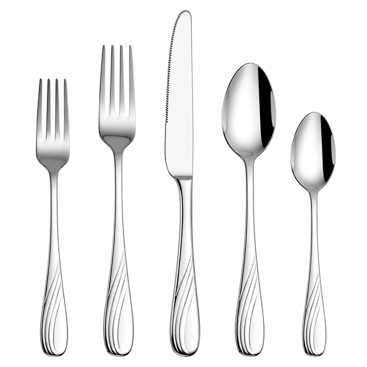 5-teiliges Besteckset 15.5-23 cm aus Edelstahl silber für den Esstisch mit polierter Oberfläche