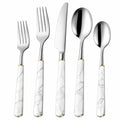 5-teiliges Besteckset bis 23 cm aus Edelstahl Weiß Silber Gold in Marmoroptik