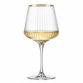 Weinglas 450 ml 22 cm aus Glas transparent gold gerippt mit Stiel