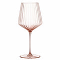 Weinglas 500 ml Rosa Glas gerippt mit Stiel