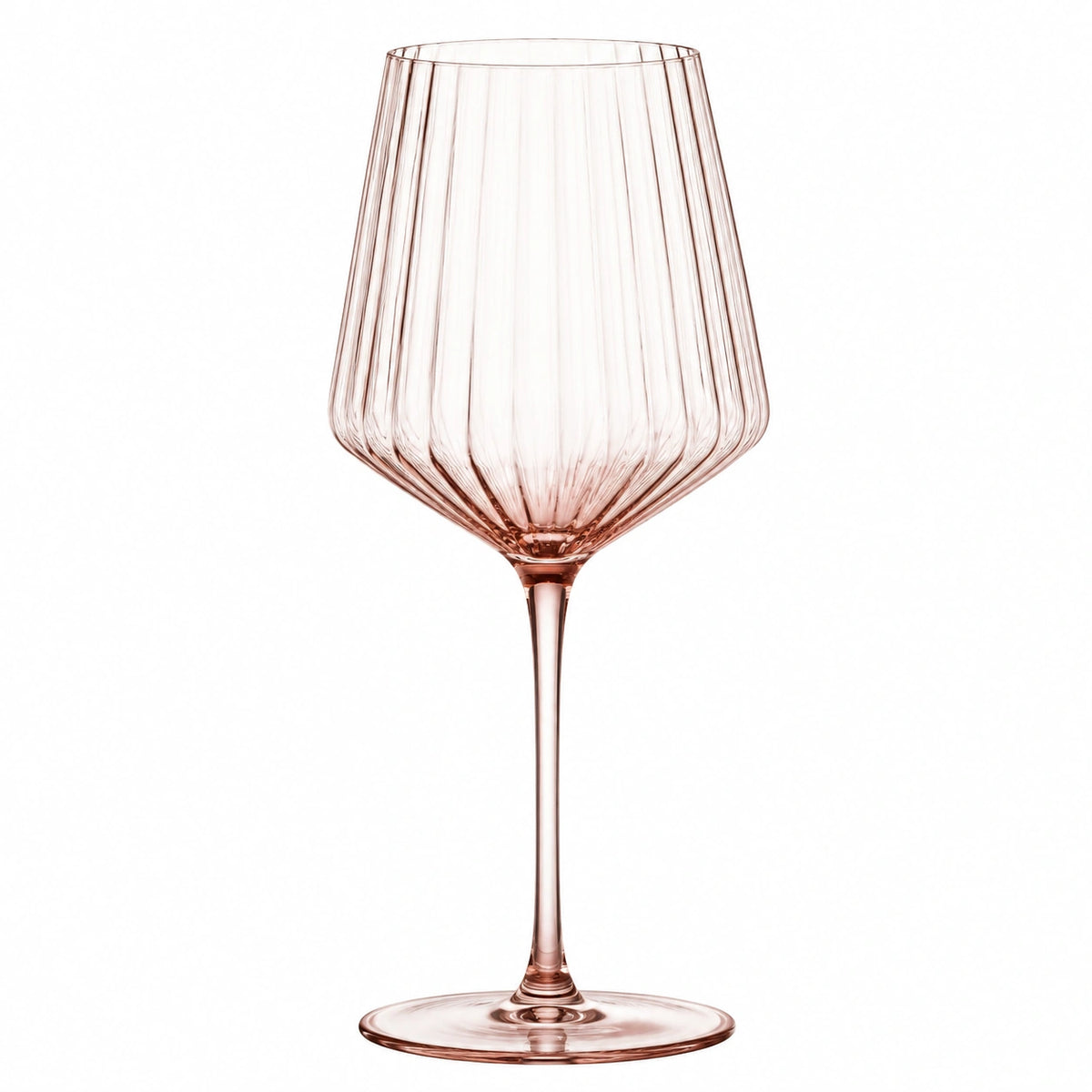 Weinglas 500 ml Rosa Glas gerippt mit Stiel