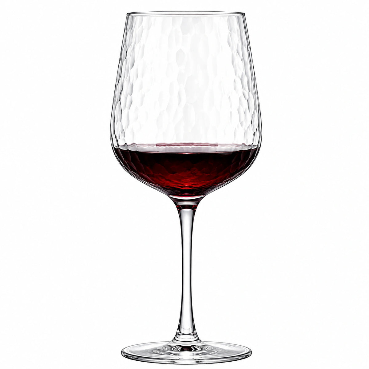 Weinglas 500 ml aus transparentem Glas mit Struktur - Stielglas für Rotwein