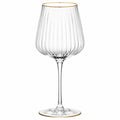 Weinglas 550 ml 23 cm aus transparentem Glas mit goldenem Rand gerippt