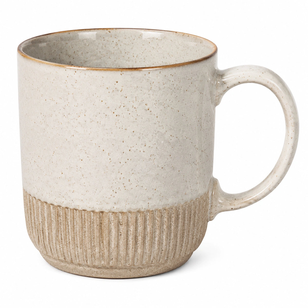 Keramiktasse 350 ml Beige mit Rillenstruktur für Heißgetränke