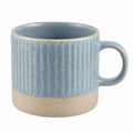 Keramiktasse 350 ml Hellblau Beige mit Rillenstruktur für Heißgetränke