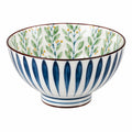 Keramikschüssel 15 cm Weiß Blau Grün mit Pflanzenmuster für Speisen