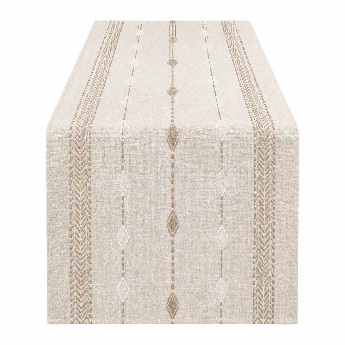 Tischläufer 180 x 33 cm Beige Textil Gewebt mit Rautenmuster